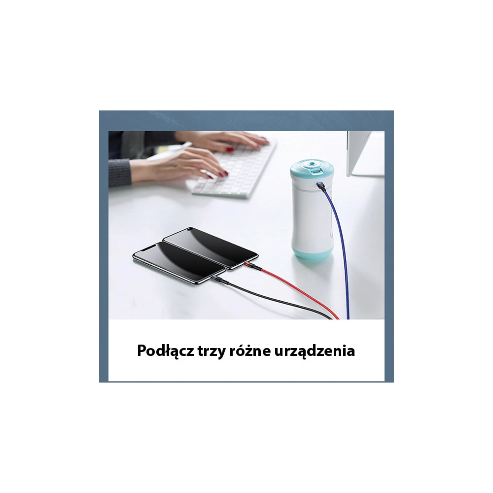 Kabel pleciony USAMS U26 3w1 3m 2A Fast Charge (lightning/microUSB/USB-C) SJ412USB01