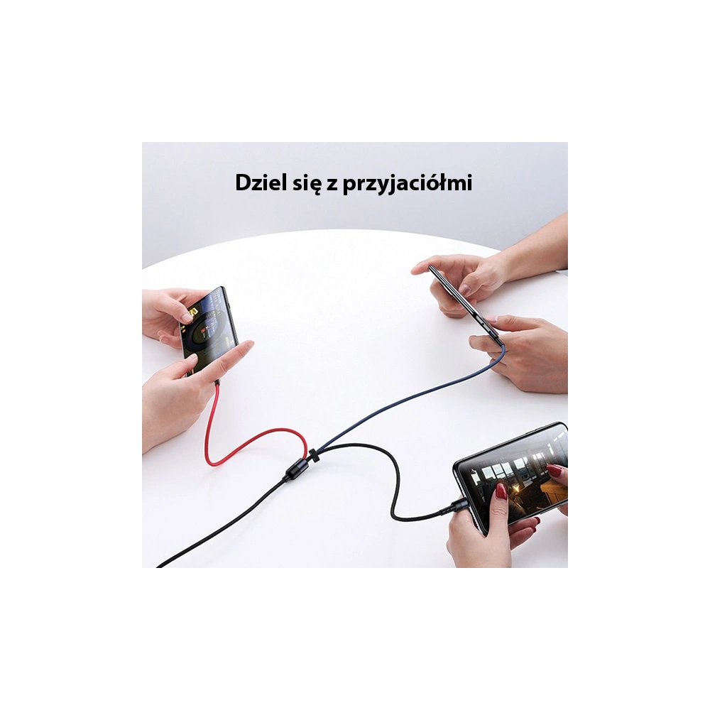 Kabel pleciony USAMS U26 3w1 3m 2A Fast Charge (lightning/microUSB/USB-C) SJ412USB01