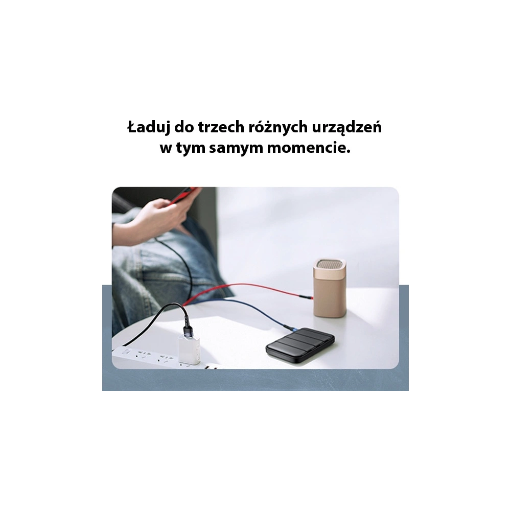 Kabel pleciony USAMS U26 3w1 3m 2A Fast Charge (lightning/microUSB/USB-C) SJ412USB01