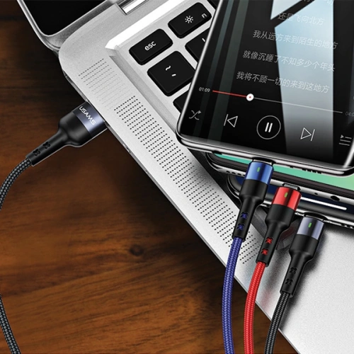 Kup Kábel fonott USAMS U26 3w1 3m 2A Gyors Töltés (lightning/microUSB/USB-C) SJ412USB01 - USA267 - {ean13} - Sklep Home Screen