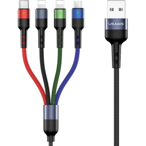 Kup Kabel pletený USAMS U26 4w1 0.35m 2A Rychlé nabíjení (2xlightning/microUSB/USB-C) SJ411USB01 - USA268 - {ean13} - Sklep Home Screen