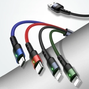 Buy USAMS Nylon Cable U26 4in1 0.35m 2A Fast Charge (2xLightning/microUSB/USB-C) SJ411USB01 (US-SJ411) - USA268 - {ean13} - Home Screen Store Europe