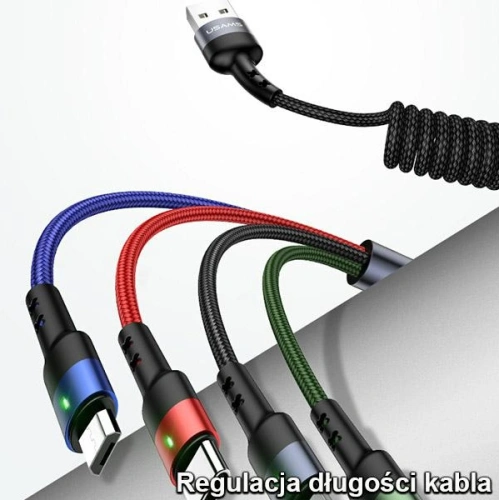 Kup Kabel pleciony USAMS U26 4w1 1.5m 2A Fast Charge Springs (2xlightning/microUSB/USB-C) SJ349USB01 - USA269 - {ean13} - Sklep Home Screen