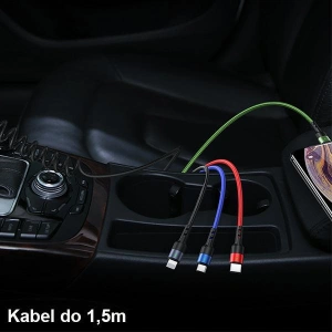 Kábel fonott USAMS U26 4w1 1.5m 2A Gyors Töltés Rugók (2xlightning/microUSB/USB-C) SJ349USB01