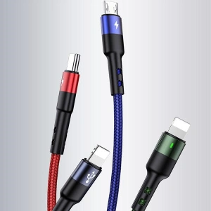 Buy USAMS Nylon Cable U26 4in1 1.5m 2A Fast Charge Springs (2xLightning/microUSB/USB-C) SJ349USB01 (US-SJ349) - USA269 - {ean13} - Home Screen Store Europe