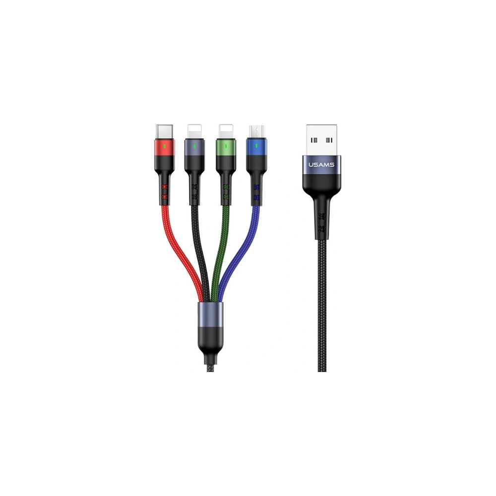 Kabel pleciony USAMS U26 4w1 3m 2A Fast Charge (2xlightning/microUSB/USB-C) SJ413USB01