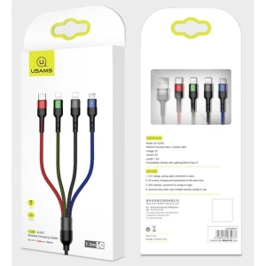 Kabel pleciony USAMS U26 4w1 3m 2A Fast Charge (2xlightning/microUSB/USB-C) SJ413USB01