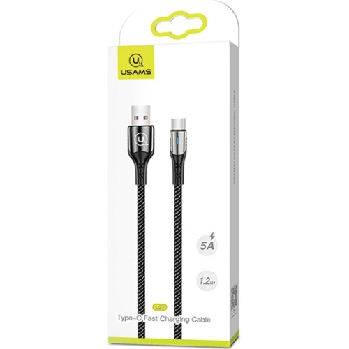 Kup Cablu împletit USAMS U27 USB-C 5A Flash Charge negru 1,2m SJ319USB01 - USA278BLK - {ean13} - Sklep Home Screen