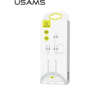 Kup Kabel pletený USAMS U31 USB-C na USB-C/lightning 60W PD Fast Charge bílý/SJ403USB02 - USA280WHT - {ean13} - Sklep Home Screen