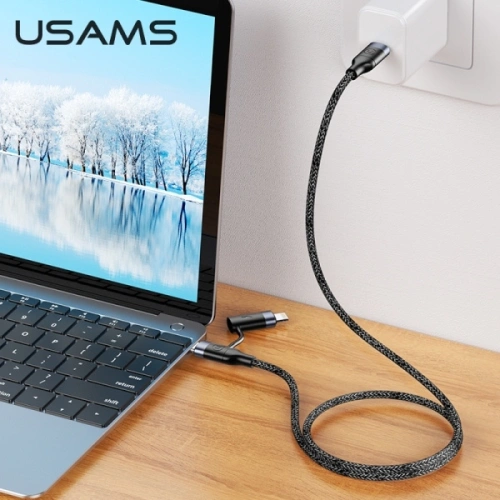 Kup Kabel pletený USAMS U31 USB-C na USB-C/lightning 60W PD rychlé nabíjení černý SJ403USB01 - USA281BLK - {ean13} - Sklep Home Screen