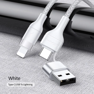 Buy USAMS Nylon Cable U31 USB-C/USB - Lightning 30W PD Fast Charge white SJ404USB02 (US-SJ404) - USA283WHT - {ean13} - Home Screen Store Europe