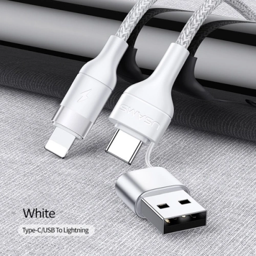 Kup Kabel pletený USAMS U31 USB-C/USB na lightning 30W PD Fast Charge bílý/white SJ404USB02 - USA283WHT - {ean13} - Sklep Home Screen