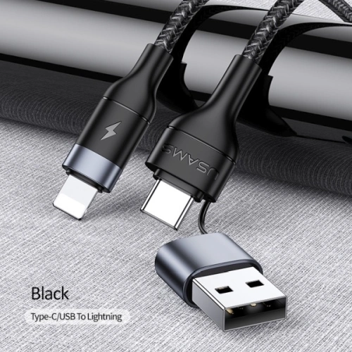 Buy USAMS Nylon Cable U31 USB-C/USB - Lightning 30W PD Fast Charge black SJ404USB01 (US-SJ404) - USA284BLK - {ean13} - Home Screen Store Europe