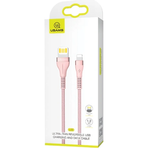 Kup Cablu împletit USAMS U33 lightning 1,2m 2A Încărcare rapidă roz/pink SJ360USB03 - USA286PNK - {ean13} - Sklep Home Screen
