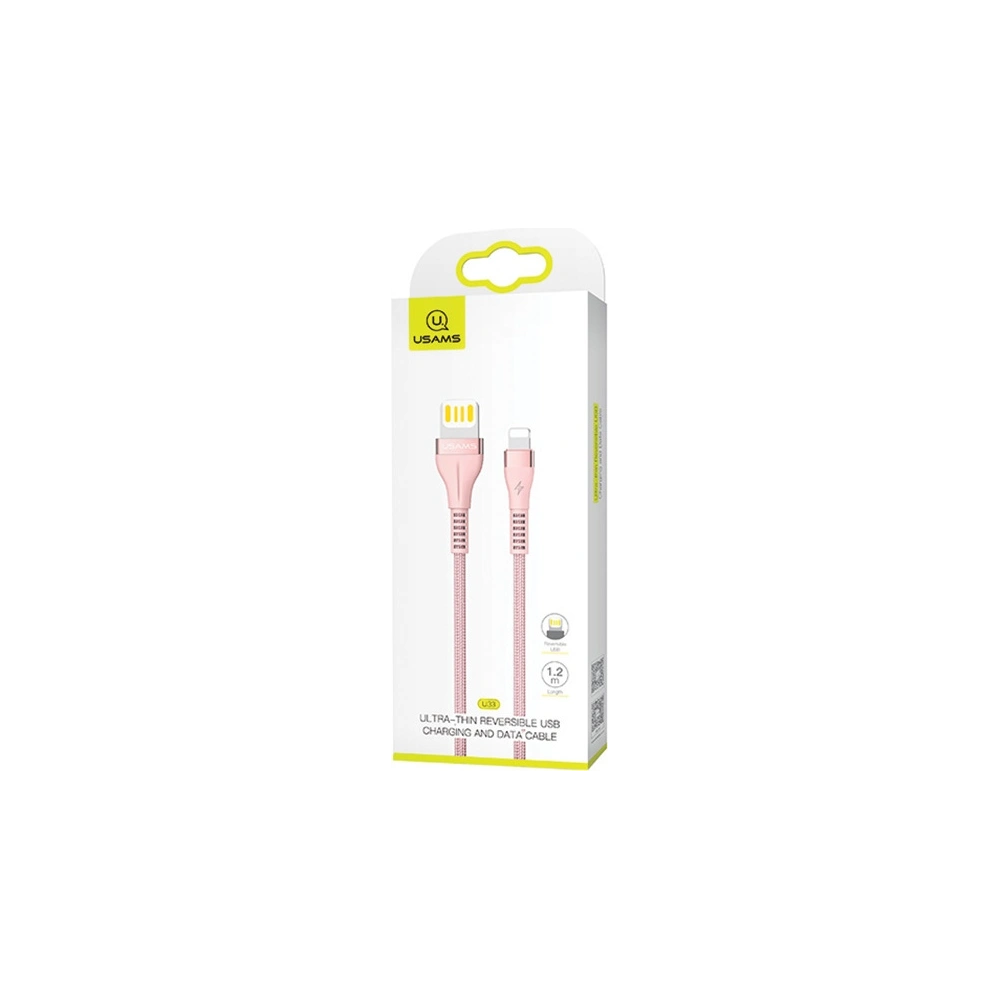 Kabel pleciony USAMS U33 lightning 1,2m 2A Fast Charging różowy/pink SJ360USB03