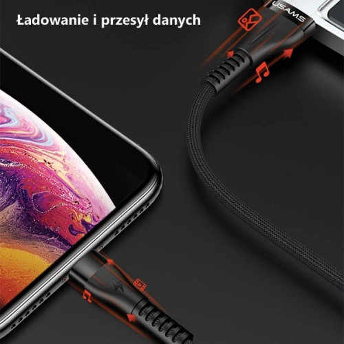 Kup Cablu împletit USAMS U33 lightning 1,2m 2A Încărcare rapidă roz/pink SJ360USB03 - USA286PNK - {ean13} - Sklep Home Screen