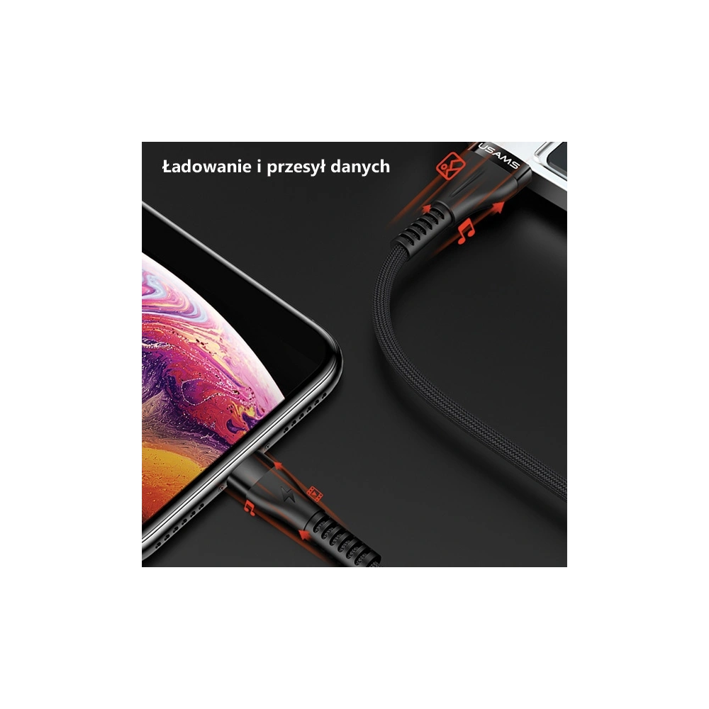 Kabel pleciony USAMS U33 lightning 1,2m 2A Fast Charging różowy/pink SJ360USB03