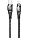 Cablu împletit USAMS U36 lightning 1,2m 2A Încărcare rapidă LED negru/black SJ368USB01