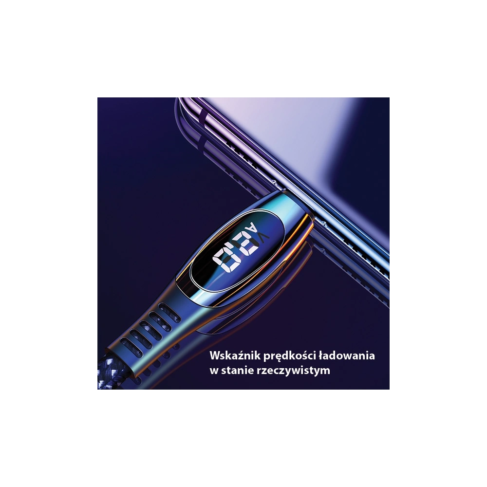 Kabel pleciony USAMS U36 lightning 1,2m 2A Fast Charging LED czarny/black SJ368USB01