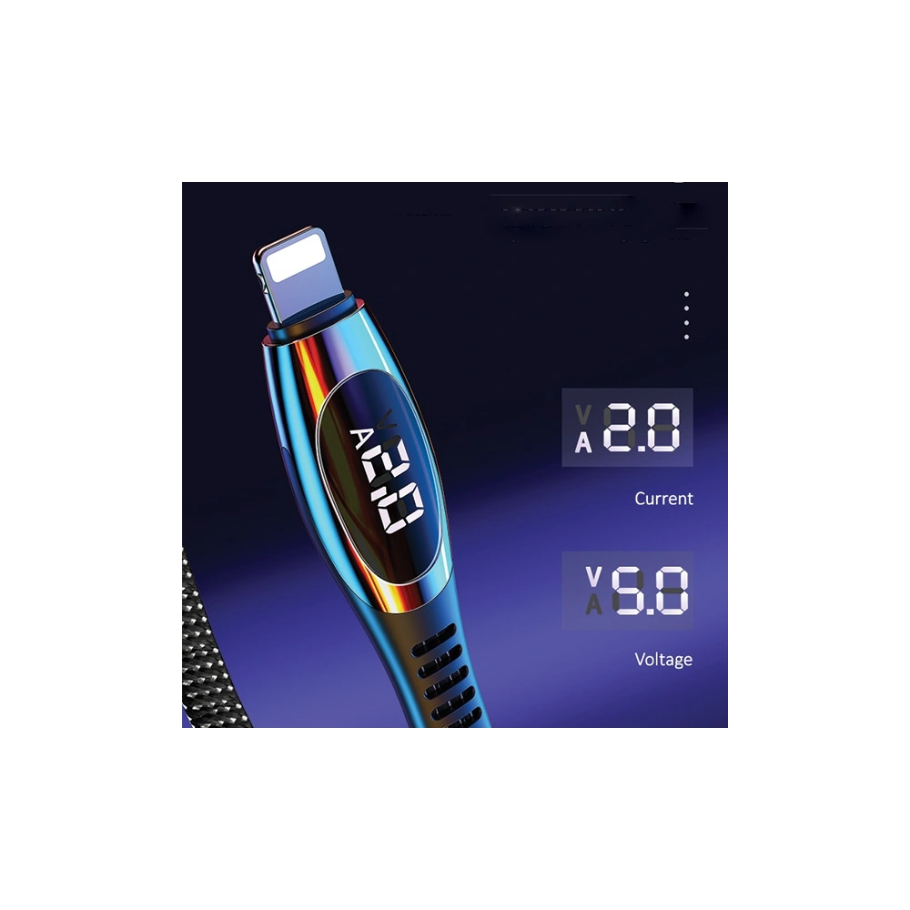 Kabel pleciony USAMS U36 lightning 1,2m 2A Fast Charging LED czarny/black SJ368USB01