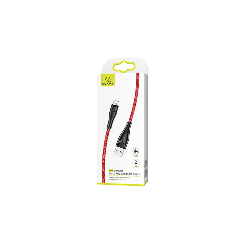 Kabel pleciony USAMS U41 lightning 2m 2A czerwony/red SJ394USB02 Fast Charge