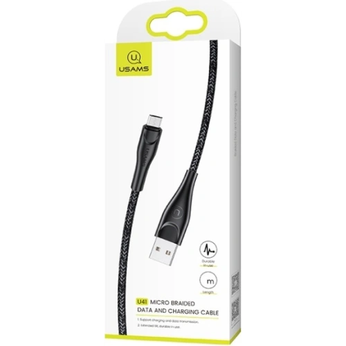 Kup USAMS U41 geflochtenes Kabel microUSB 1m 2A schwarz/black SJ393USB01 Schnellladung - USA295BLK - {ean13} - Sklep Home Screen