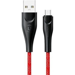 USAMS U41 mikroUSB 1m 2A piros/kék SJ393USB02 Gyors Töltés fonott kábel