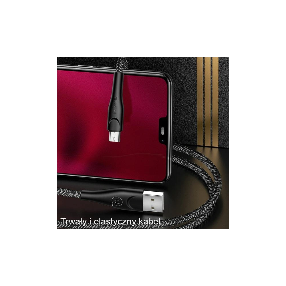 Kabel pleciony USAMS U41 microUSB 1m 2A czerwony/red SJ393USB02 Fast Charge