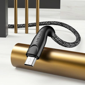 Kabel pletený USAMS U41 microUSB 1m 2A červený/red SJ393USB02 Rychlé nabíjení