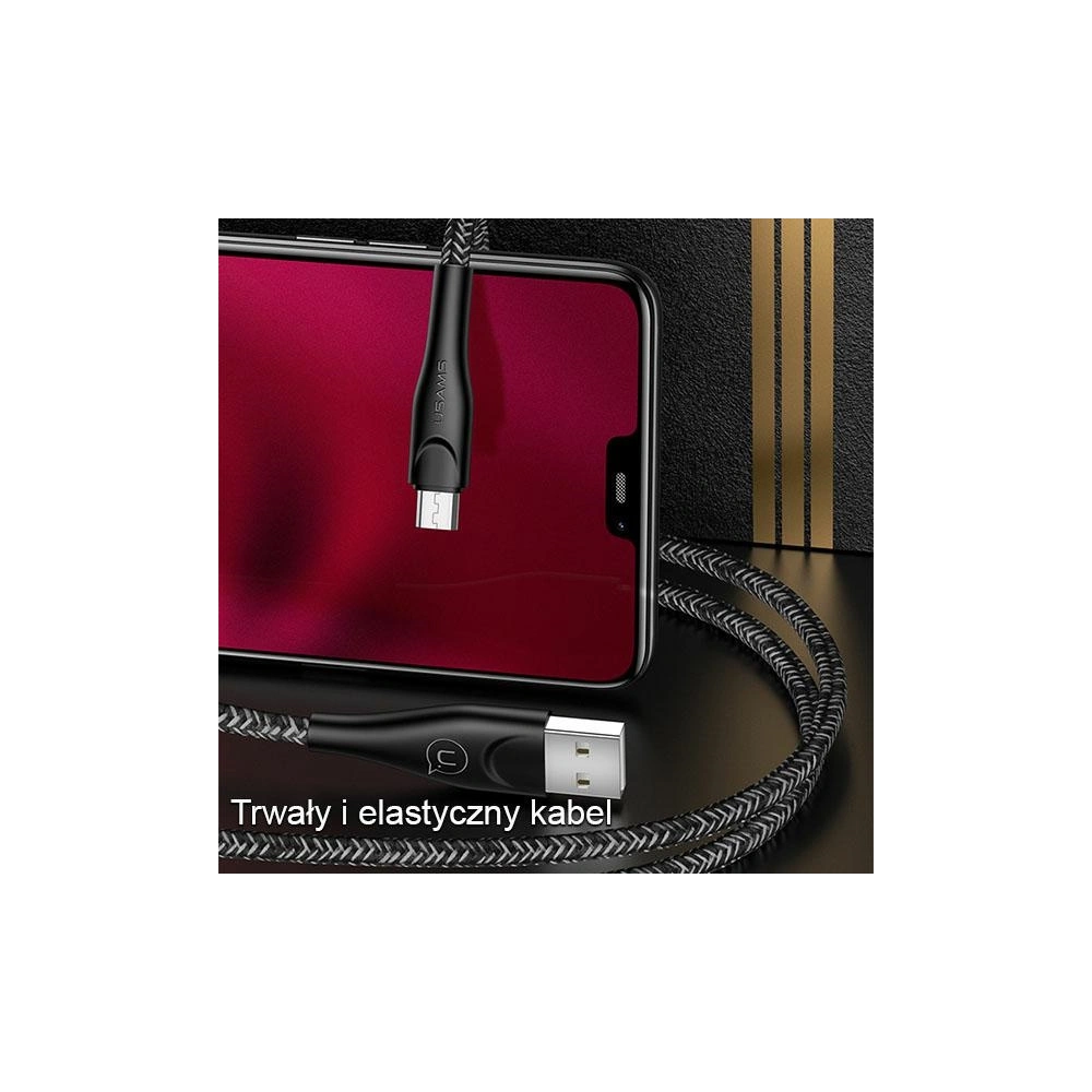 Kabel pleciony USAMS U41 microUSB 3m 2A czerwony/red SJ399USB02 t Charge