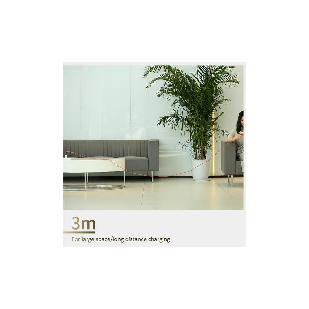 Kabel pleciony USAMS U41 microUSB 3m 2A czerwony/red SJ399USB02 t Charge