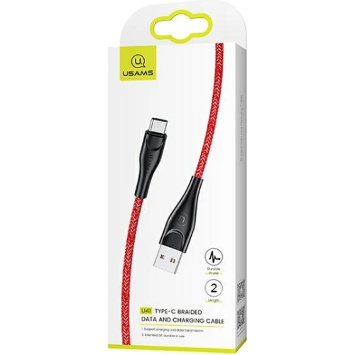Kup Geflochtenes Kabel USAMS U41 USB-C 2m 2A rot/red SJ395USB02 - USA304RED - {ean13} - Sklep Home Screen
