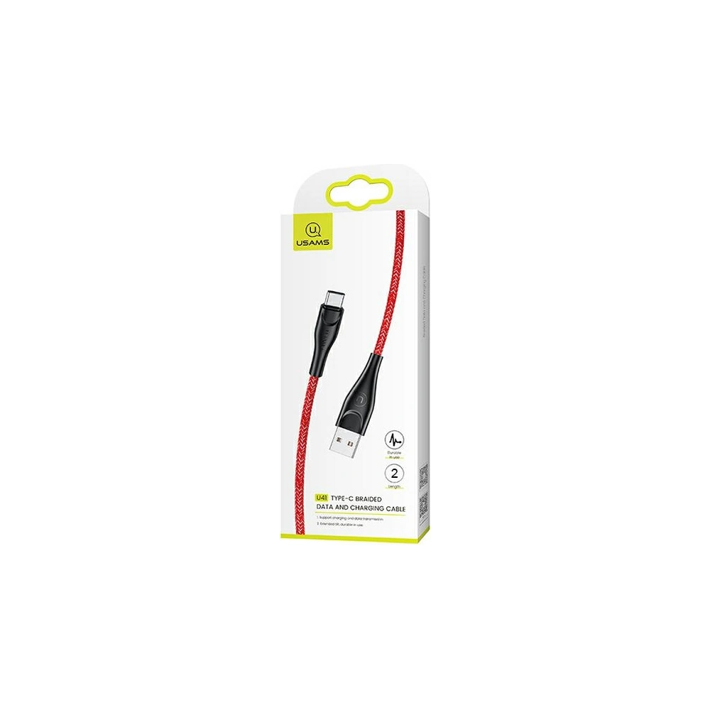 Kabel pleciony USAMS U41 USB-C 2m 2A czerwony/red SJ395USB02