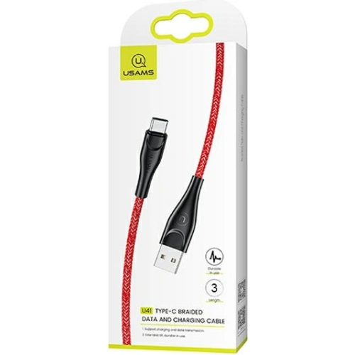 Buy USAMS Nylon Cable U41 USB-C 3m 2A red SJ398USB02 (US-SJ398) Fast Charge - USA306RED - {ean13} - Home Screen Store Europe