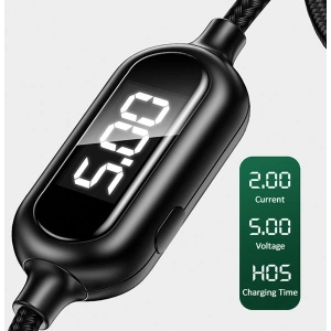 USAMS Nylon Cable U48 Lightning 1,2m 2A Fast Charging LED black SJ423USB01 (US-SJ423)