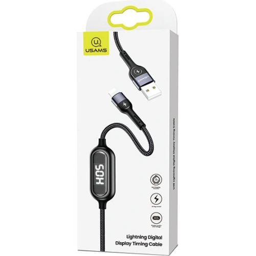 Kup Cablul împletit USAMS U48 lightning 1,2m 2A Încărcare rapidă LED negru/schimbă SJ423USB01 - USA309BLK - {ean13} - Sklep Home Screen