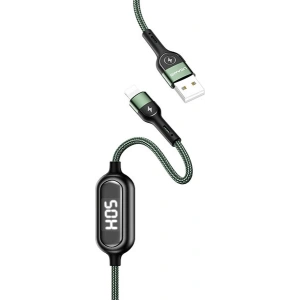 Kabel pleciony USAMS U48 lightning 1,2m 2A Fast Charging LED zielony/green SJ423USB02