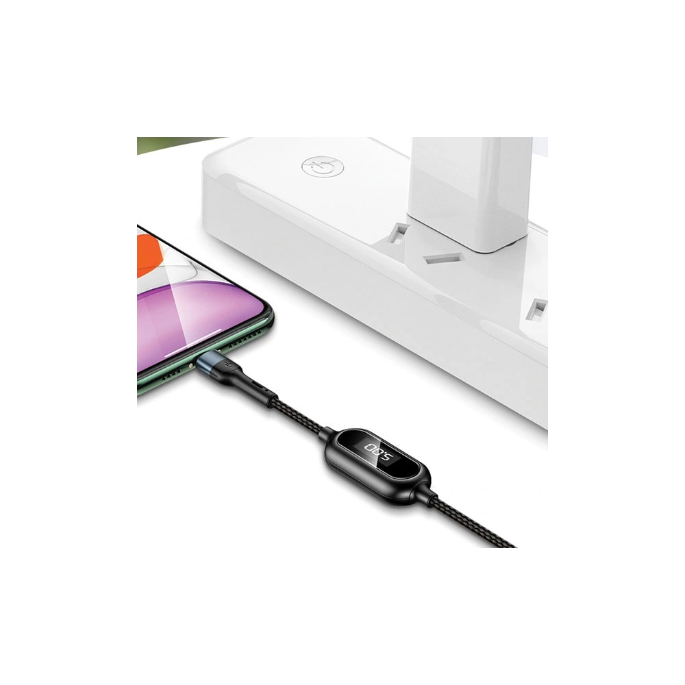 Kabel pleciony USAMS U48 lightning 1,2m 2A Fast Charging LED zielony/green SJ423USB02