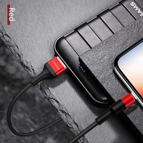 Kabel pleciony USAMS U5 2A lightning czerwony/red 1,2m SJ220IP02