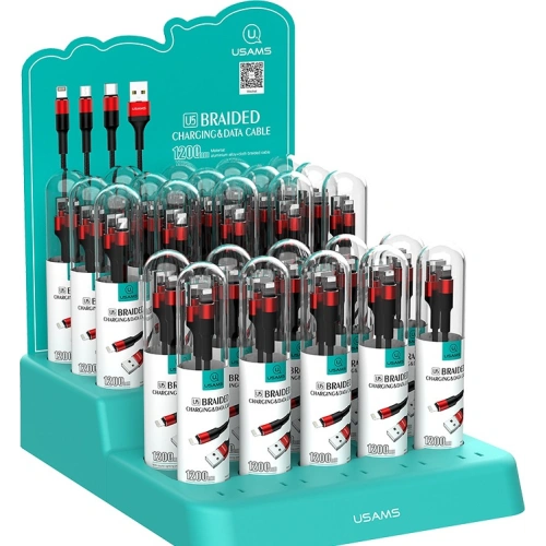 USAMS U5 2A piros/red 1,2m SJ220IP02 fonott kábel lightning
