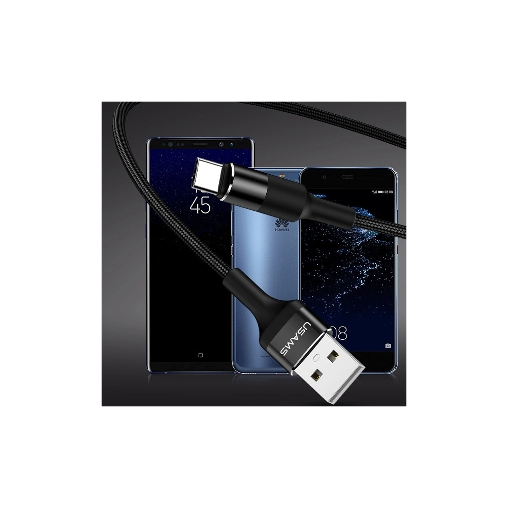 Kabel pleciony USAMS U5 2A USB-C czarny/black 1,2m SJ221TC01