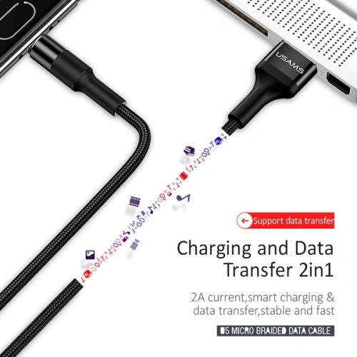 Kup Cablu împletit USAMS U5 2A USB-C negru 1,2m SJ221TC01 - USA315BLK - {ean13} - Sklep Home Screen