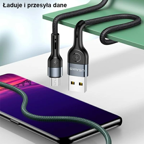 Kup USAMS U55 2A mikro USB zöld/szín 1m SJ450USB02 fonott kábel - USA323GRN - {ean13} - Sklep Home Screen