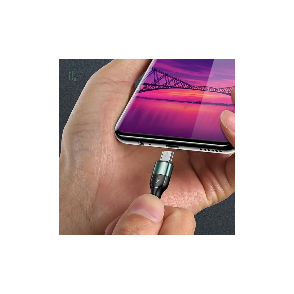 Kabel pleciony USAMS U55 2A micro USB zielony/green 1m SJ450USB02