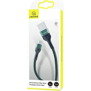 USAMS Nylon Cable U55 2A microUSB green 1m SJ450USB02 (US-SJ450)