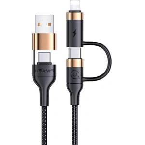 Kup Kabel pletený USAMS U62 2xUSB-C/USB-A/lightning 1,2m PD Fast Charge černý/black SJ483USB01 - USA328BLK - {ean13} - Sklep Home Screen