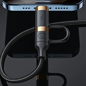 Buy USAMS Nylon Cable U62 2xUSB-C/USB-A /Lightning 1,2m PD Fast Charge black SJ483USB01 (US-SJ483) - USA328BLK - {ean13} - Home Screen Store Europe