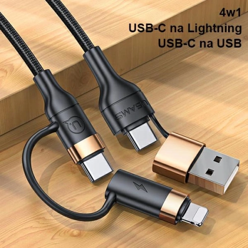 Kup Cablul împletit USAMS U62 2xUSB-C/USB-A /lightning 1,2m PD Încărcare rapidă negru/SJ483USB01 - USA328BLK - {ean13} - Sklep Home Screen