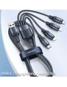 Buy USAMS Nylon Cable U73 4in1 1.2m 3A Fast Charge (2xLightning/microUSB/USB-C) SJ516USB01 (US-SJ516) - USA329 - {ean13} - Home Screen Store Europe