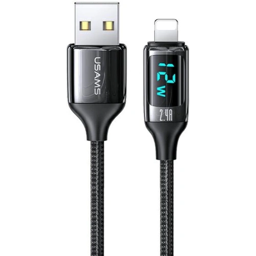 Kup Cablul împletit USAMS U78 lightning 1.2m LED 2.4A Încărcare Rapidă negru/black SJ543USB01 - USA331BLK - {ean13} - Sklep Home Screen
